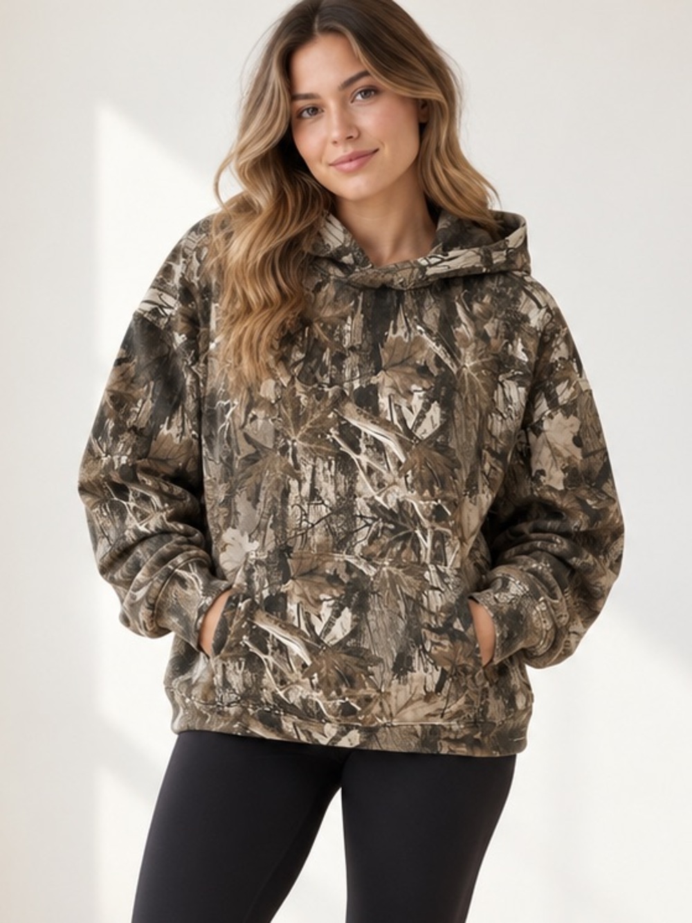 Hollister Boxy Camo Hoodie Small Realtree Style Oversized Fleece Sweatshirt